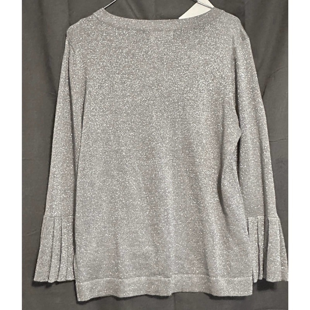 Melissa Paige Silver Metallic Shimmery Silver Top Sz M - Picture 5 of 9